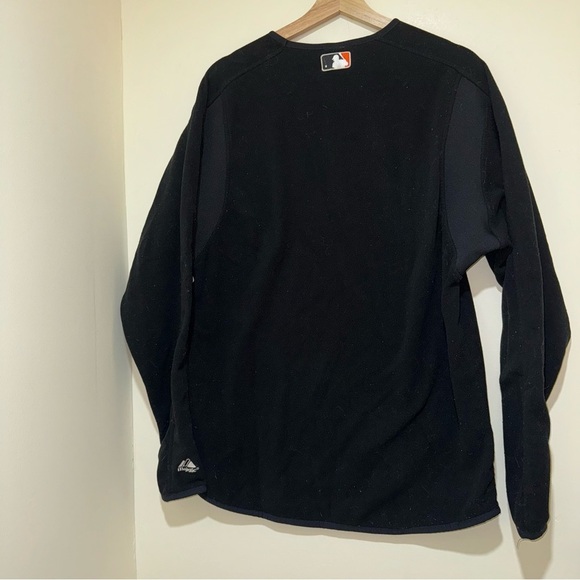 Men’s Vintage Majestic Brand San Francisco Logo Black Fleece Pullover Sweater - Picture 11 of 15